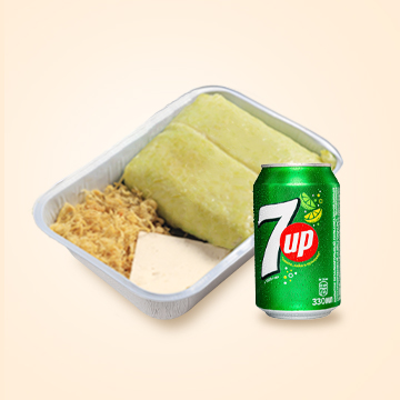 Xôi sắn và 1 lon nước ngọt có ga (7 up/Pepsi)<br ><strong>Giá: 95.000 VNĐ</strong>